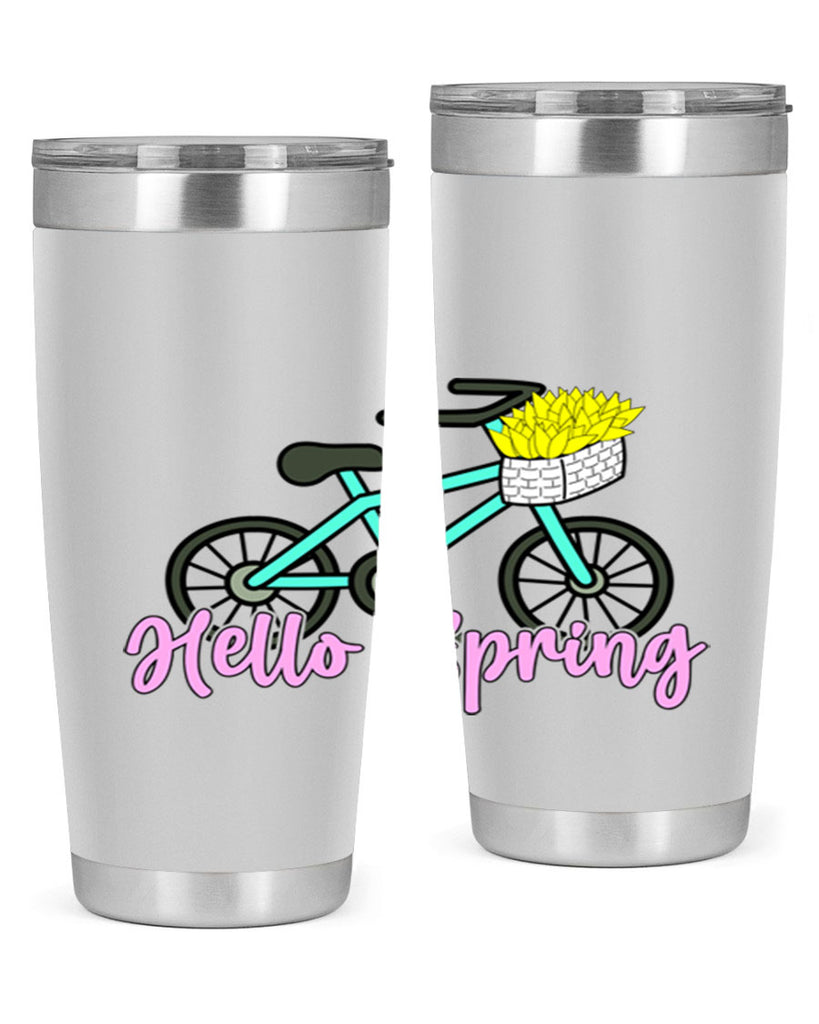Hello Spring Bicycle with flowers189#- spring- Tumbler