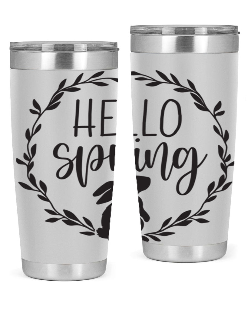 Hello Spring Bunny Wreath192#- spring- Tumbler