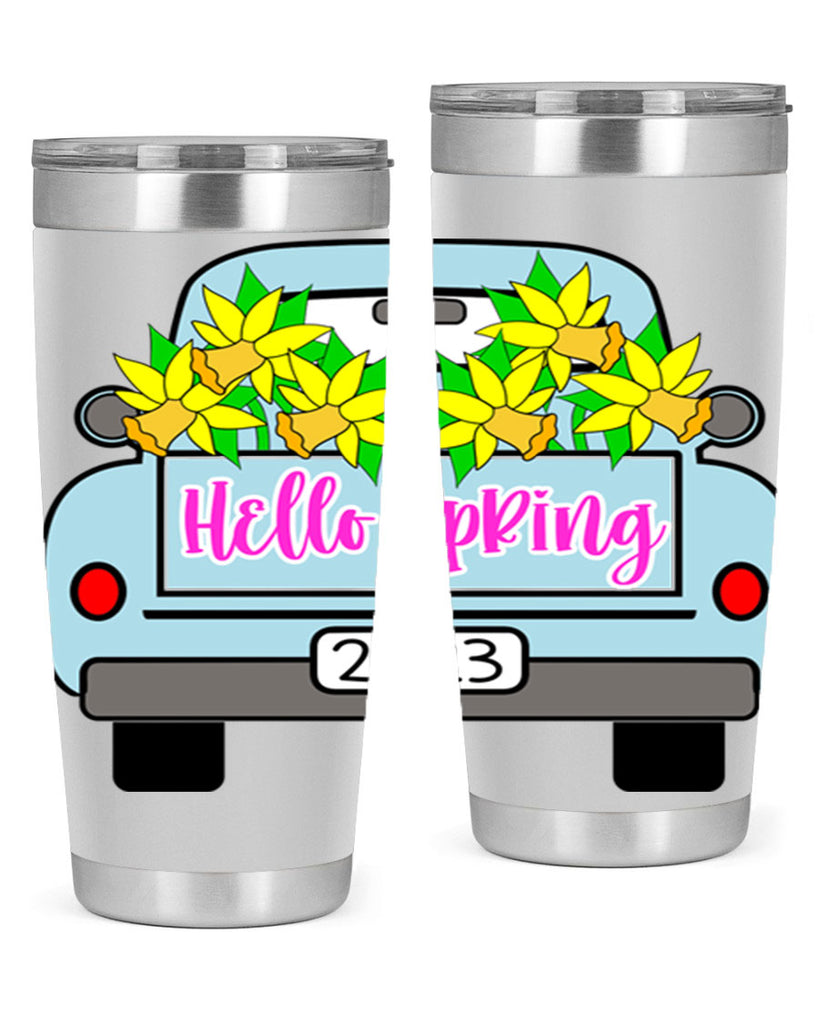 Hello Spring Farm truck with daffodils196#- spring- Tumbler