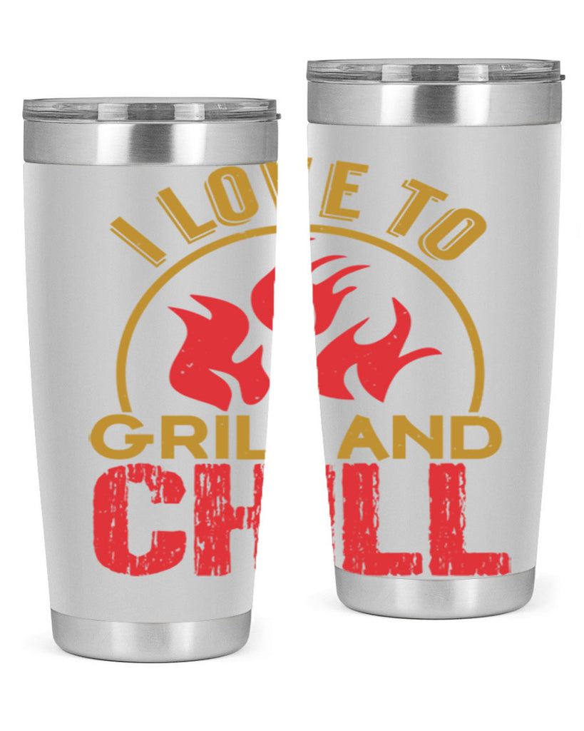 i love to grill and chill 38#- bbq- Tumbler