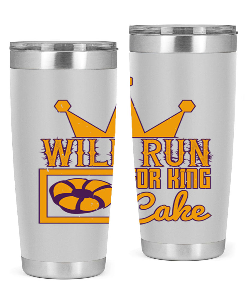 will run for king cake 28#- mardi gras- Tumbler