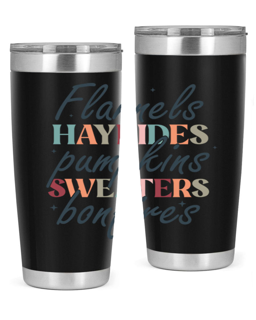 Flannels Hayrides Pumpkins Sweaters Bonfires 184#- fall- Tumbler