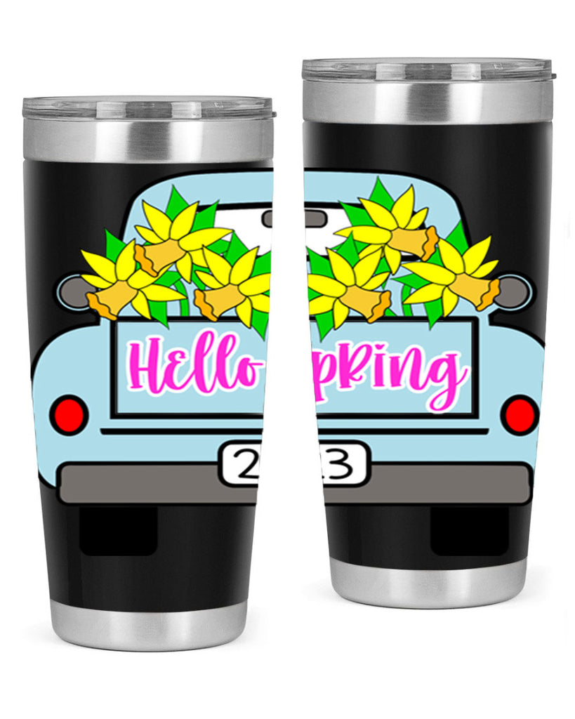 Hello Spring Farm truck with daffodils196#- spring- Tumbler