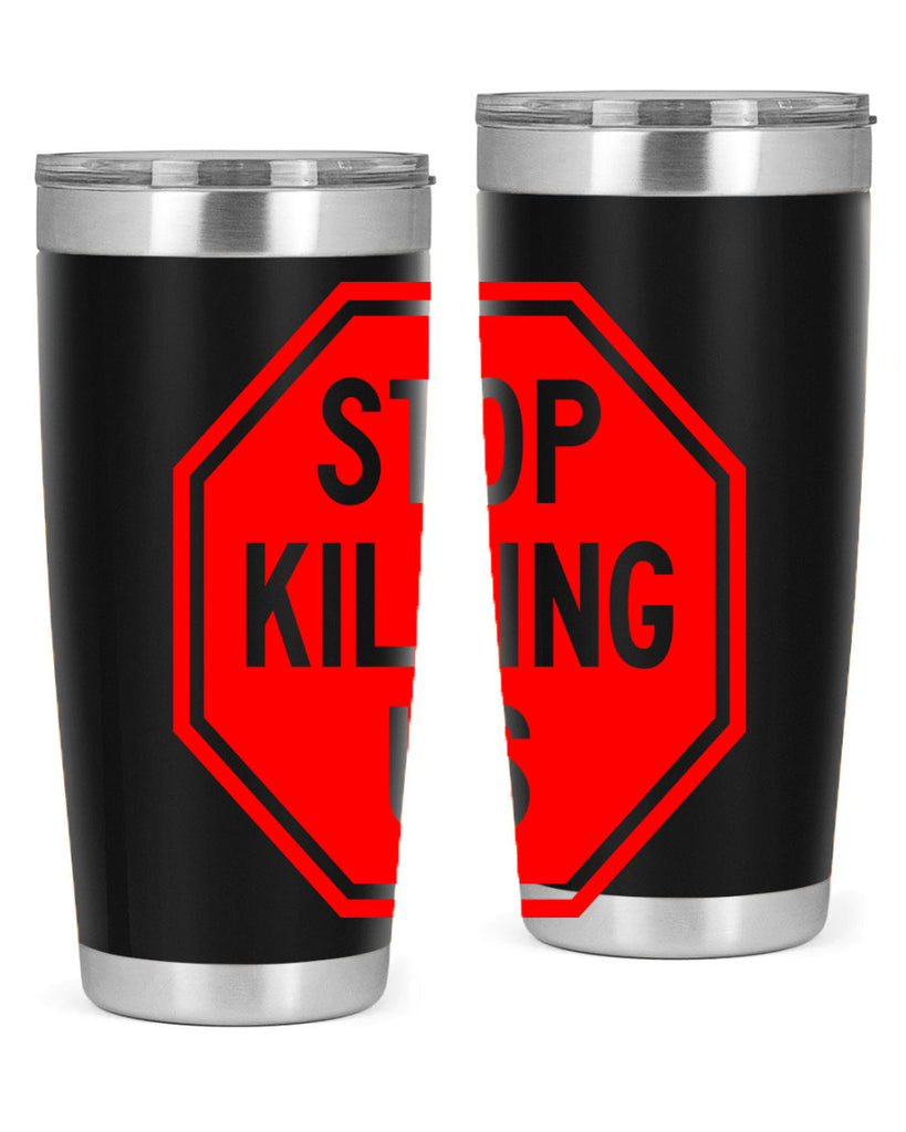 stop killing us 25#- black words phrases- Cotton Tank