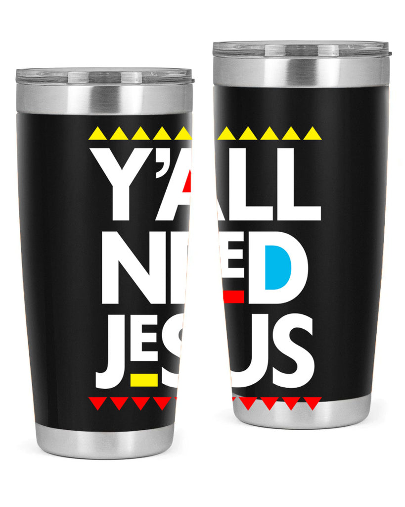 yall need jesus 4#- black words phrases- Cotton Tank