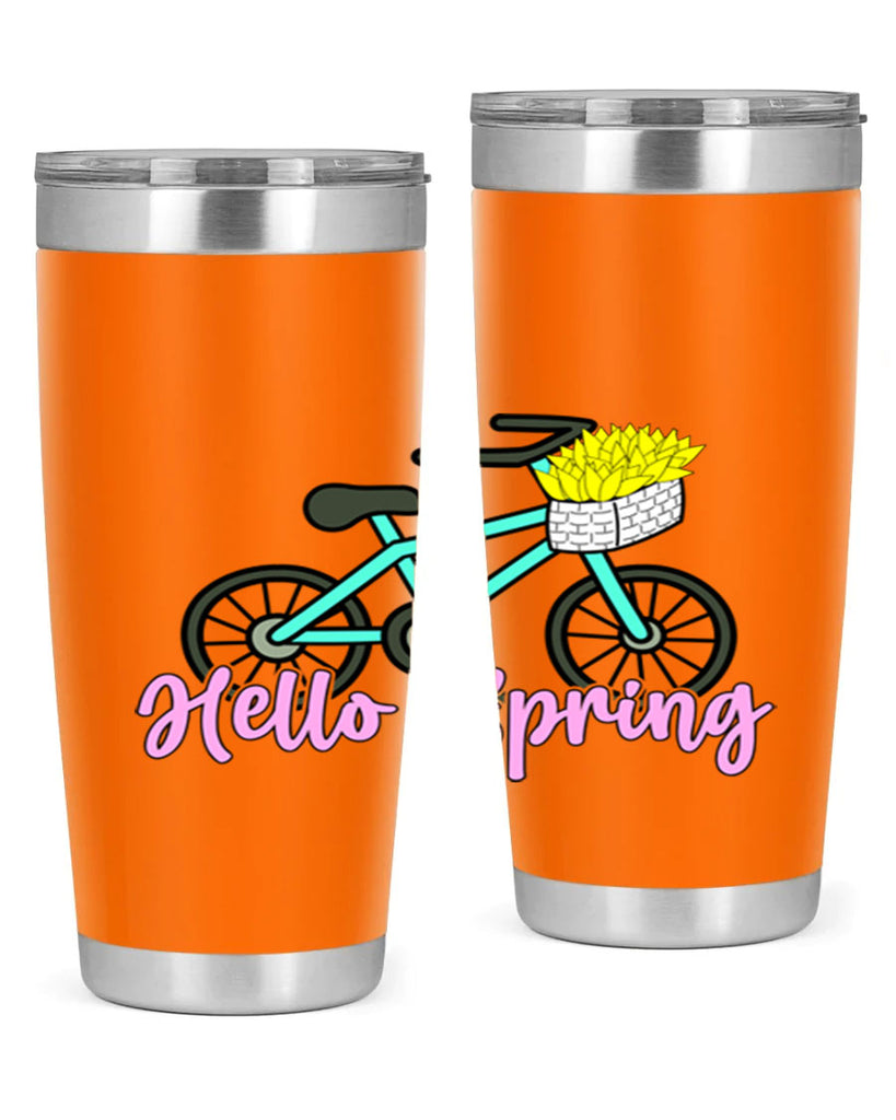 Hello Spring Bicycle with flowers189#- spring- Tumbler