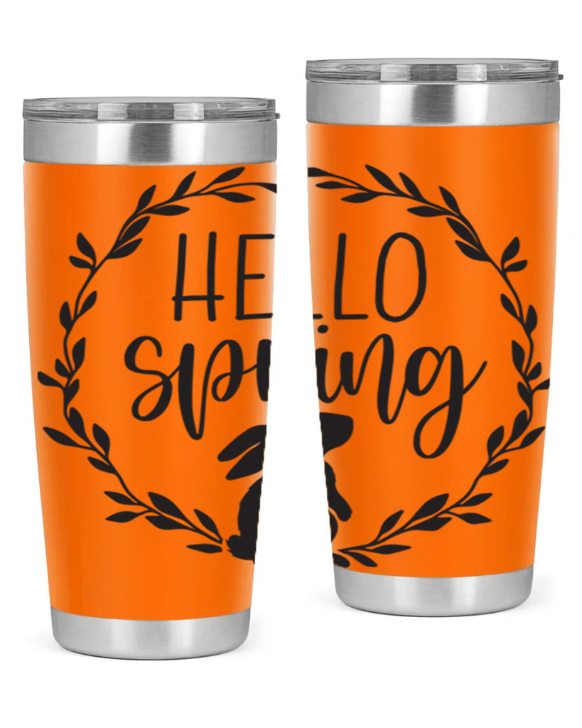 Hello Spring Bunny Wreath192#- spring- Tumbler