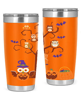 Owl With Pumpkin Halloween Tree A TurtleRabbit 16#- owl- Tumblers