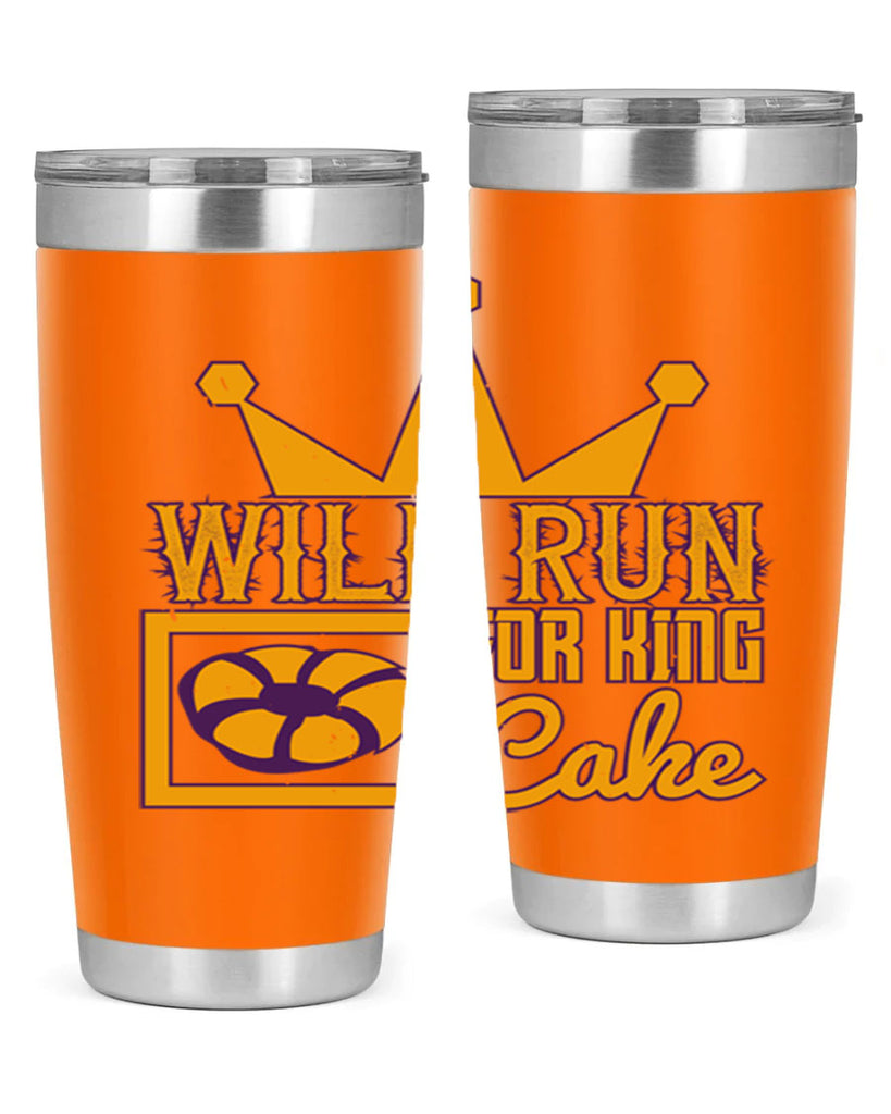 will run for king cake 28#- mardi gras- Tumbler