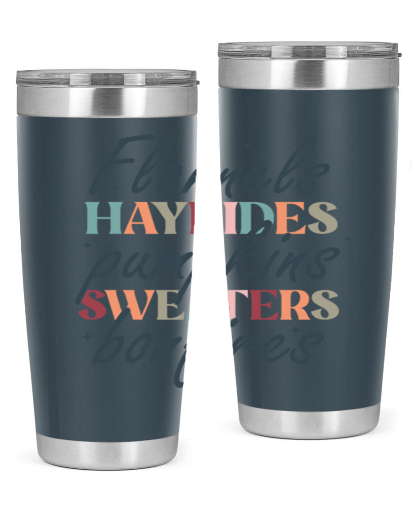 Flannels Hayrides Pumpkins Sweaters Bonfires 184#- fall- Tumbler