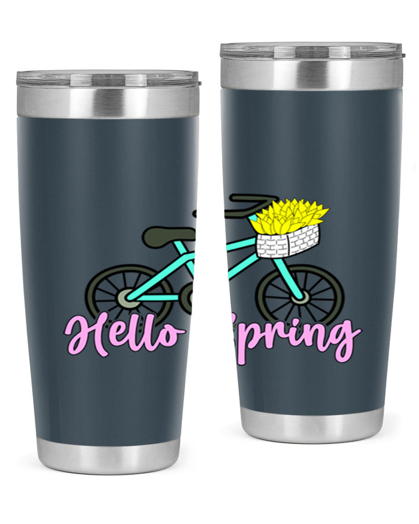 Hello Spring Bicycle with flowers189#- spring- Tumbler