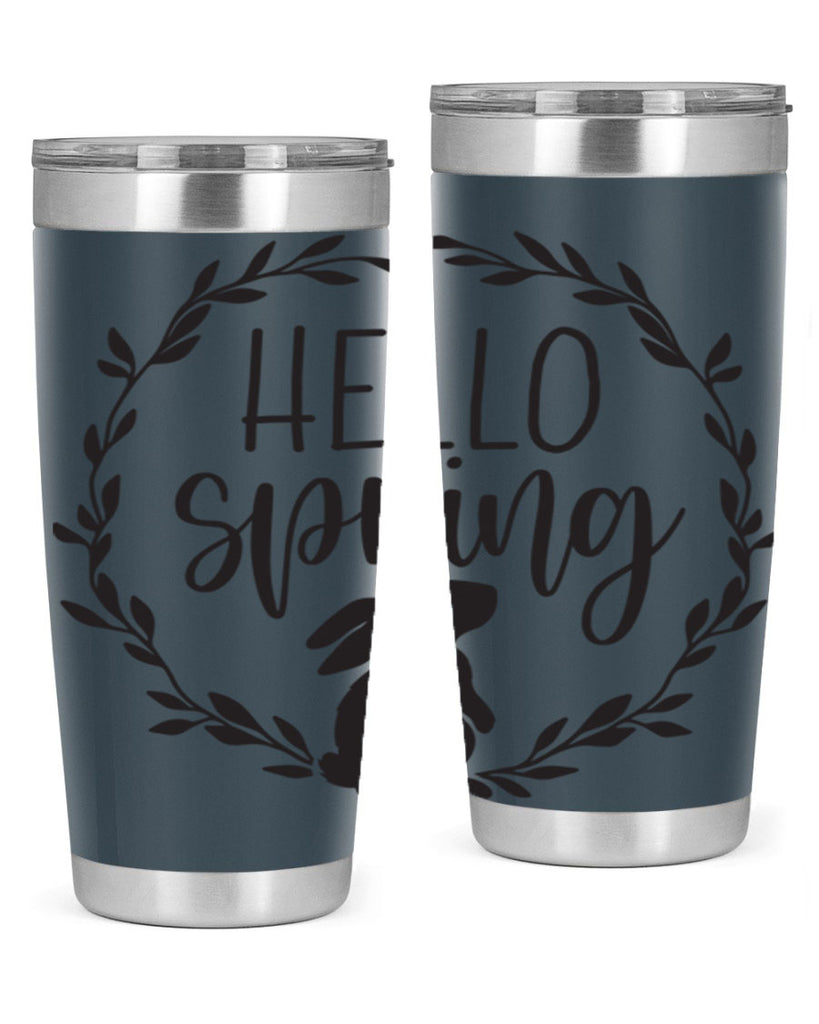 Hello Spring Bunny Wreath192#- spring- Tumbler