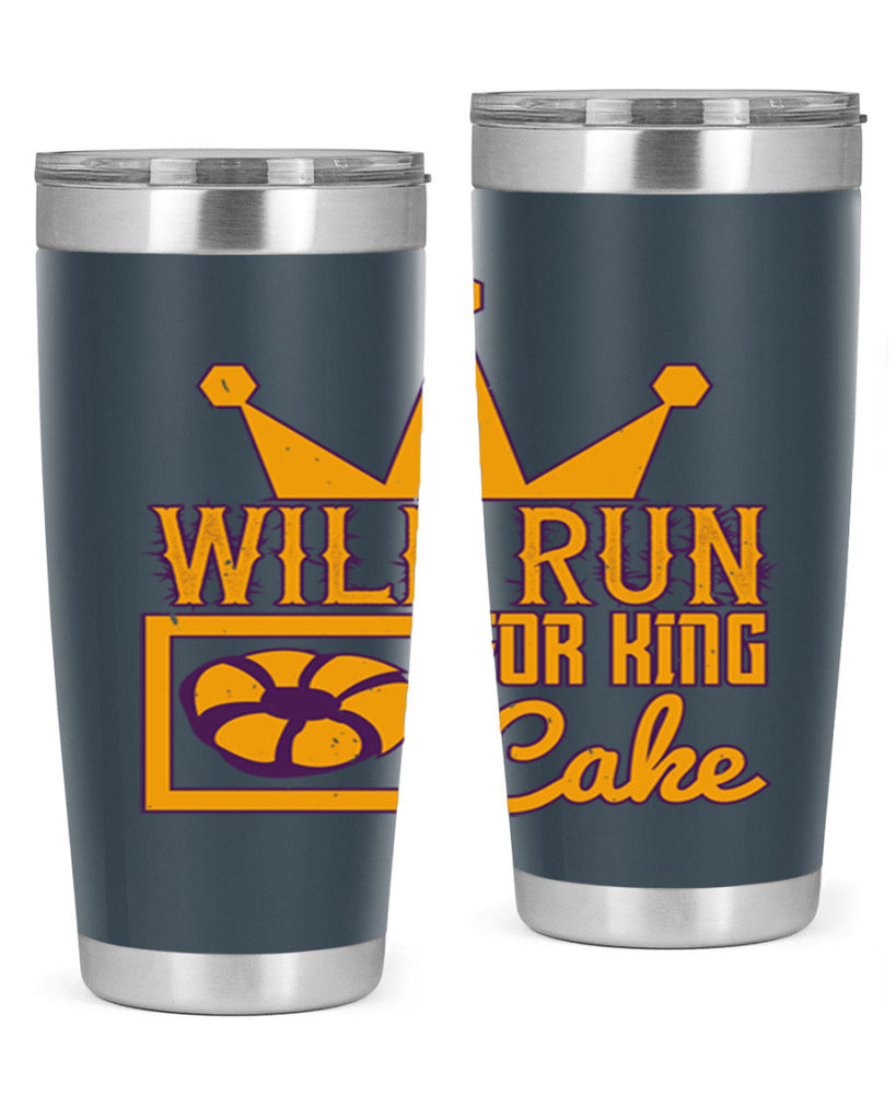 will run for king cake 28#- mardi gras- Tumbler