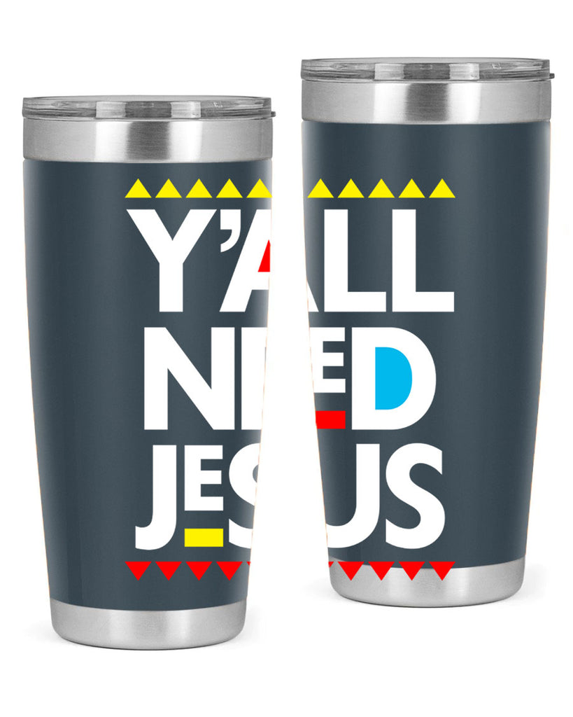yall need jesus 4#- black words phrases- Cotton Tank