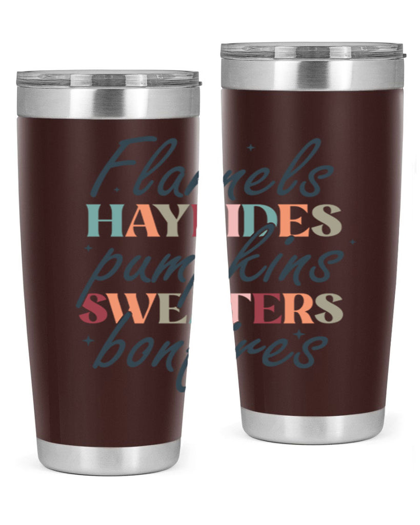 Flannels Hayrides Pumpkins Sweaters Bonfires 184#- fall- Tumbler