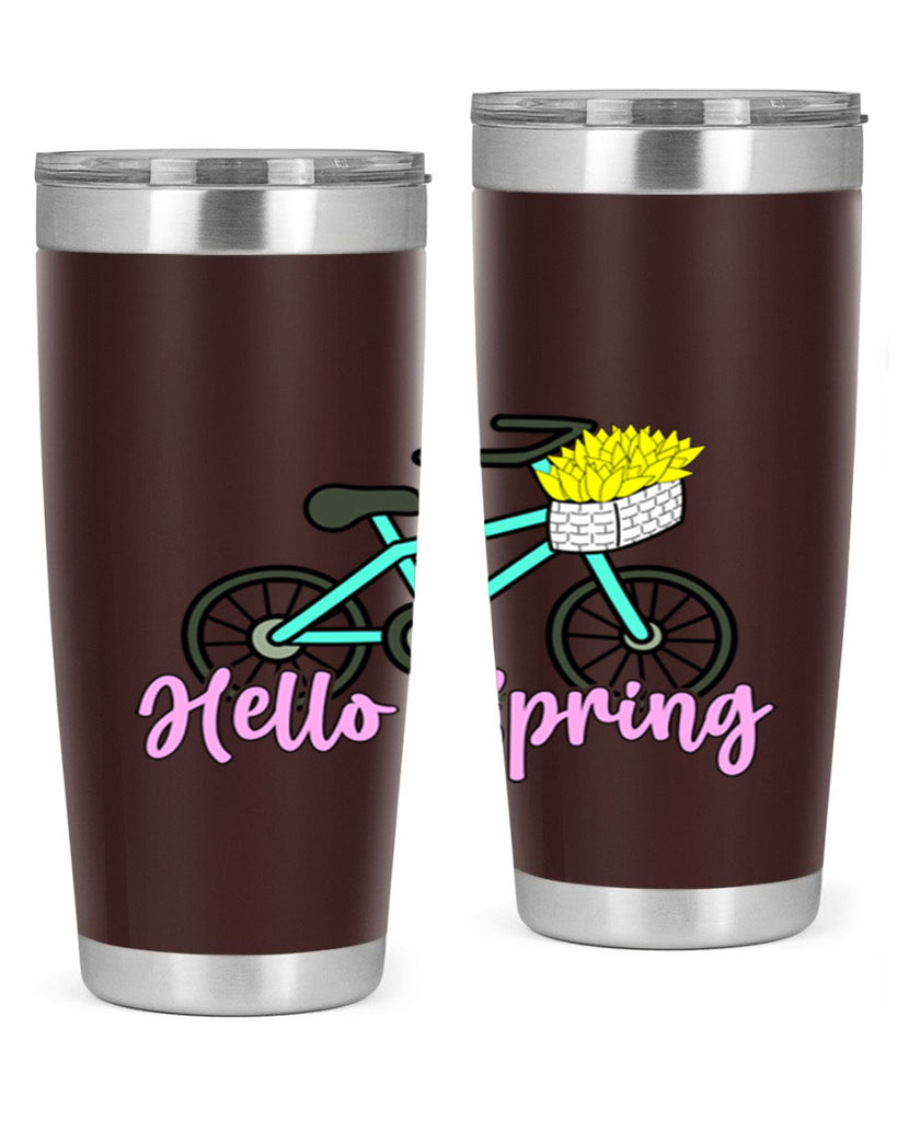 Hello Spring Bicycle with flowers189#- spring- Tumbler