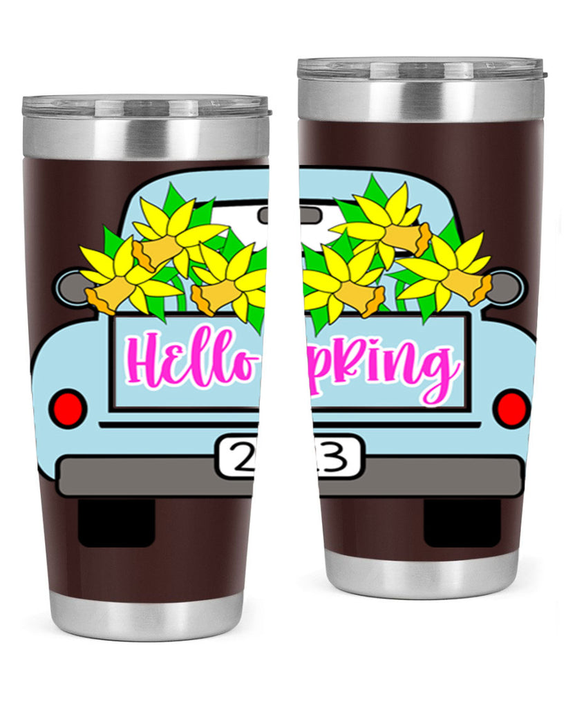 Hello Spring Farm truck with daffodils196#- spring- Tumbler