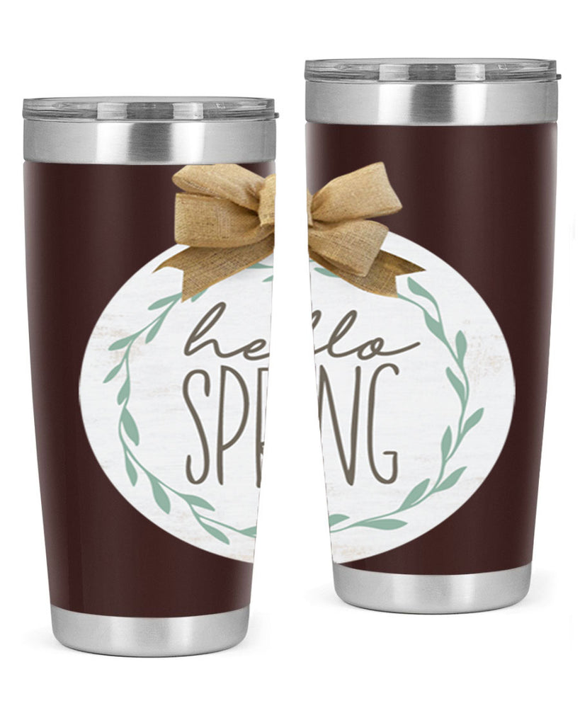 Hello Spring Wreath leaves Mockup209#- spring- Tumbler