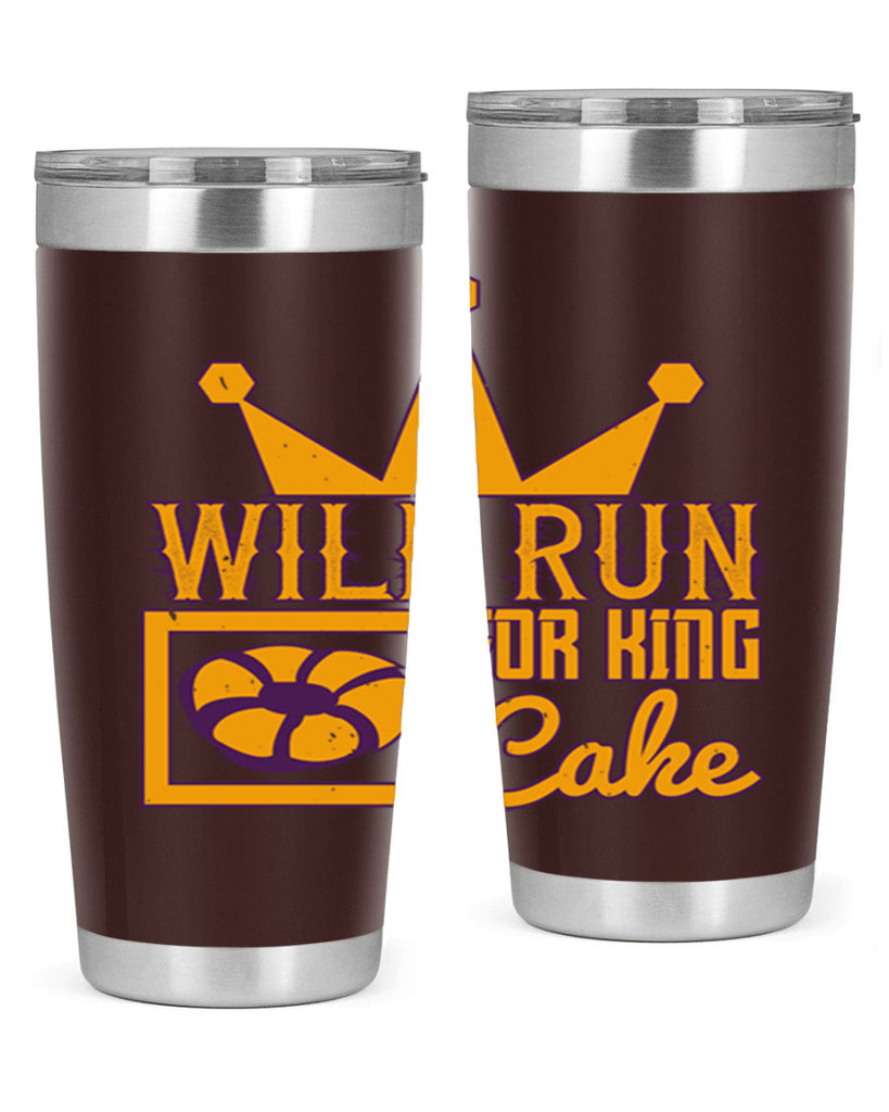will run for king cake 28#- mardi gras- Tumbler