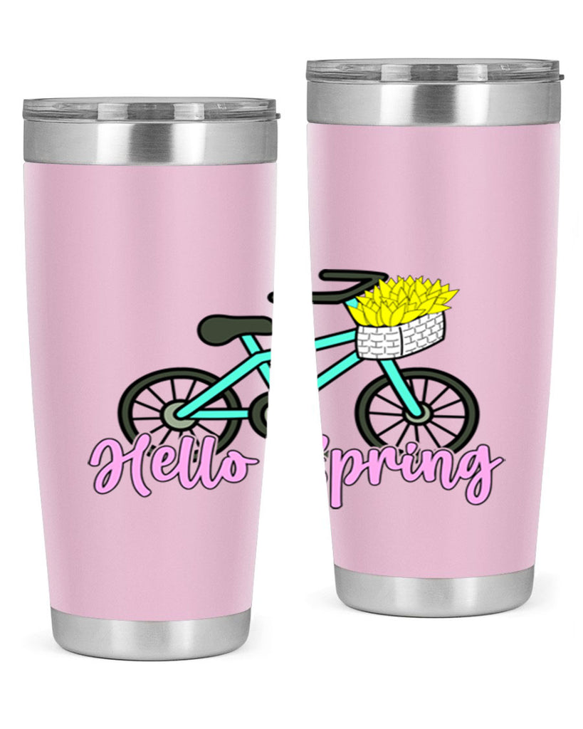 Hello Spring Bicycle with flowers189#- spring- Tumbler
