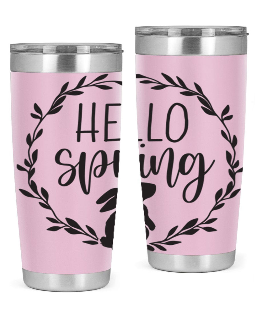 Hello Spring Bunny Wreath192#- spring- Tumbler