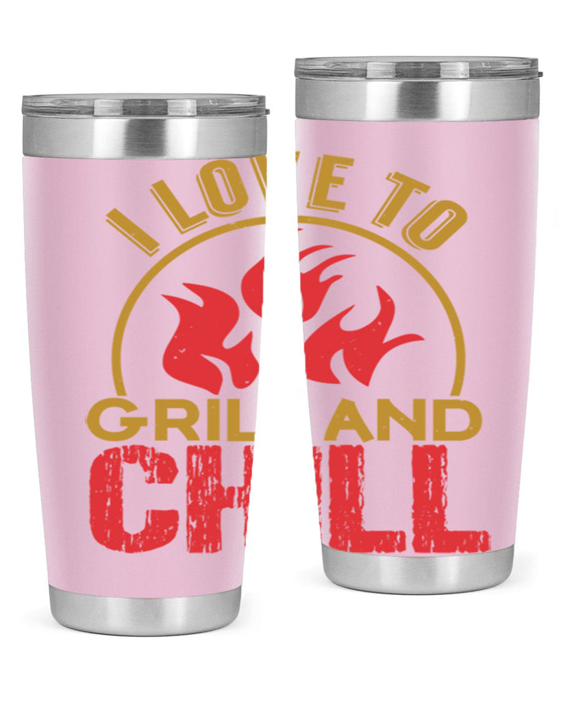i love to grill and chill 38#- bbq- Tumbler