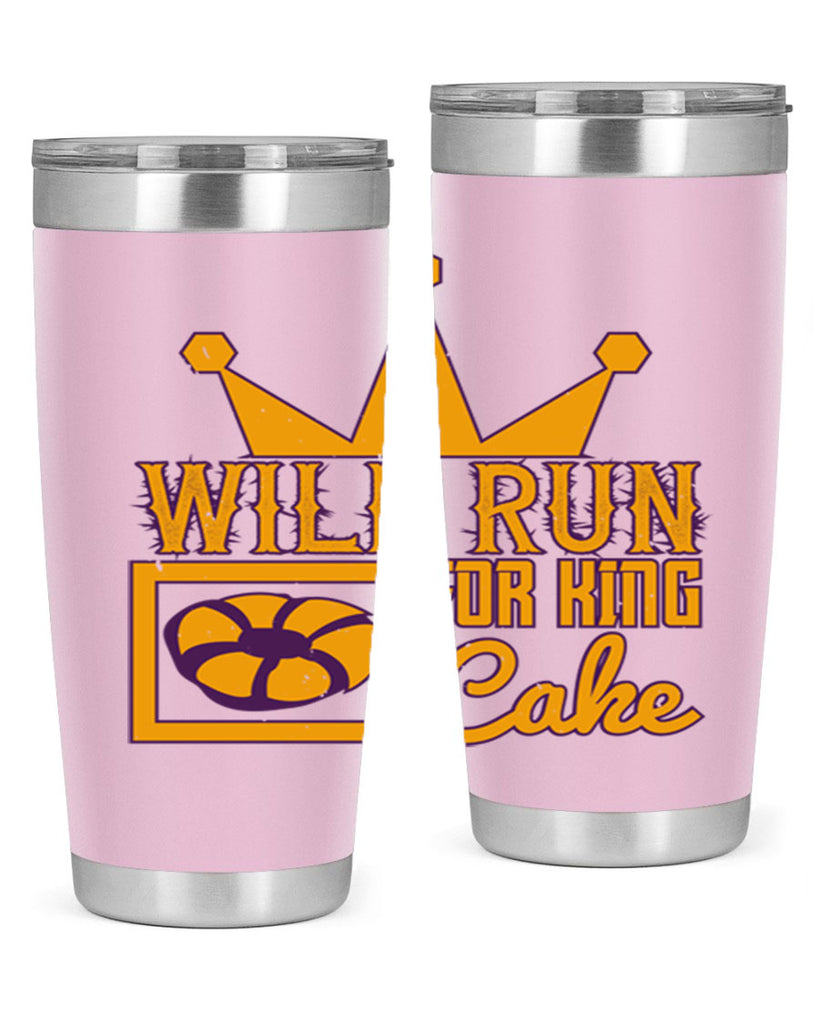 will run for king cake 28#- mardi gras- Tumbler
