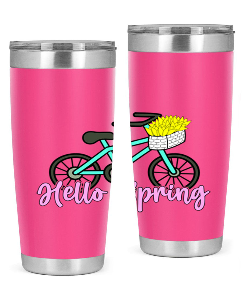 Hello Spring Bicycle with flowers189#- spring- Tumbler