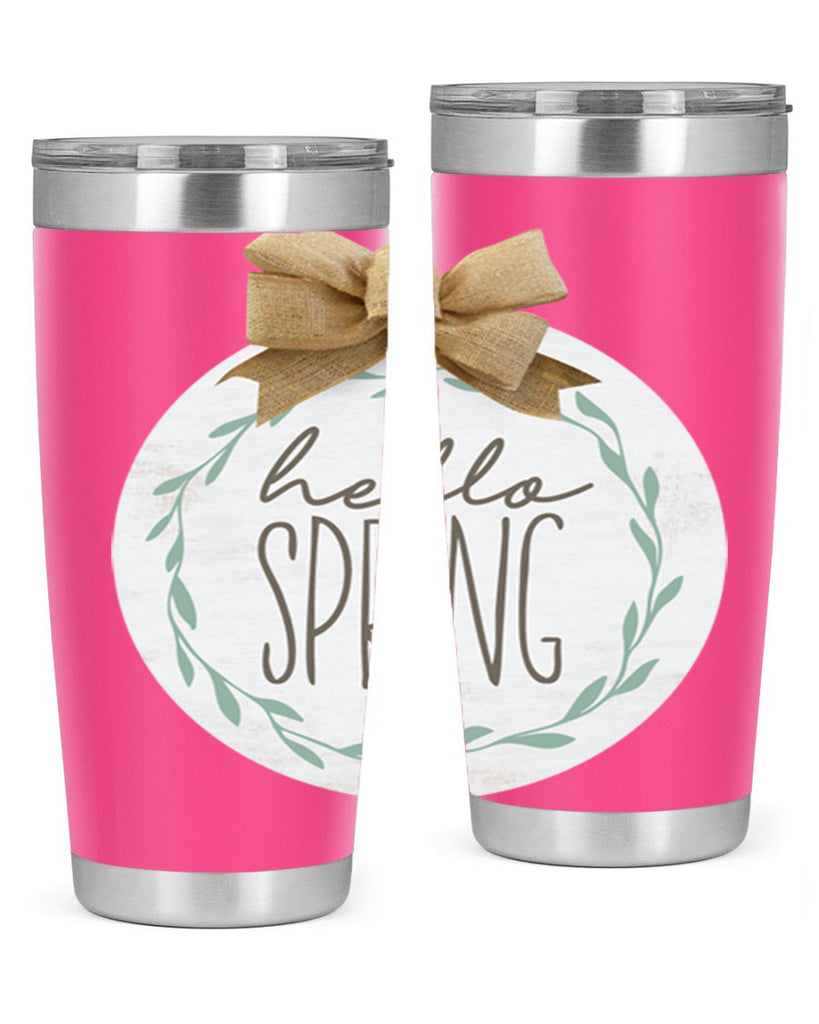 Hello Spring Wreath leaves Mockup209#- spring- Tumbler