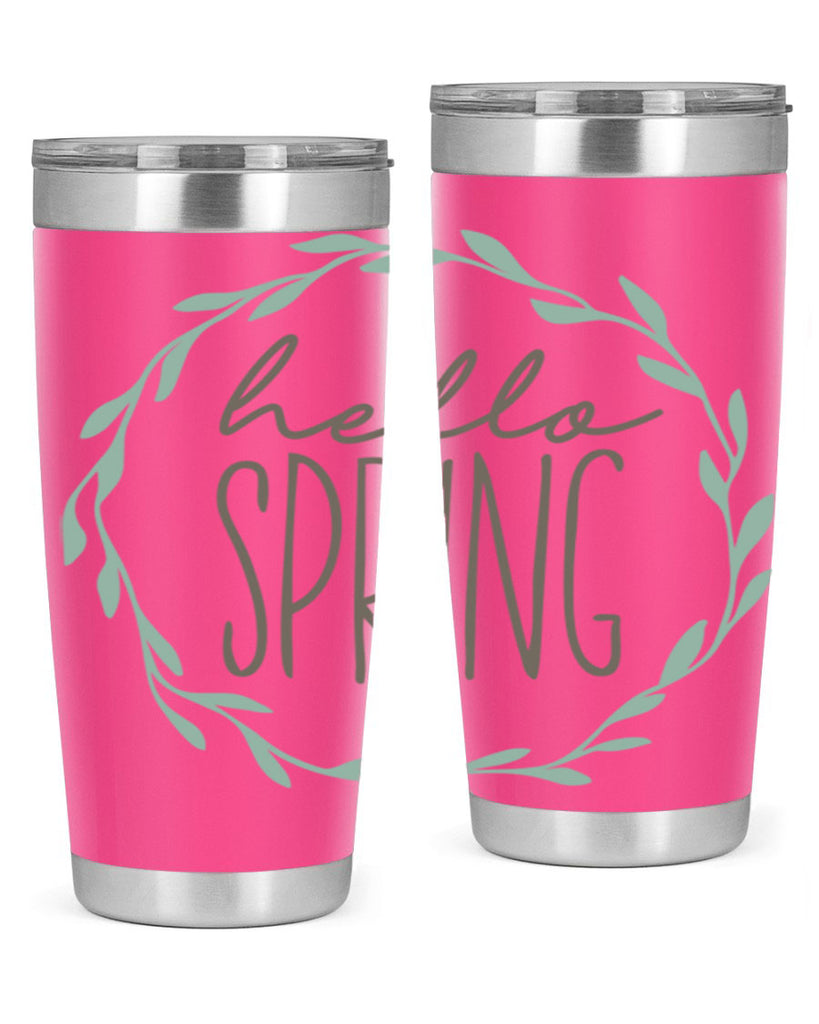Hello Spring Wreath leaves210#- spring- Tumbler