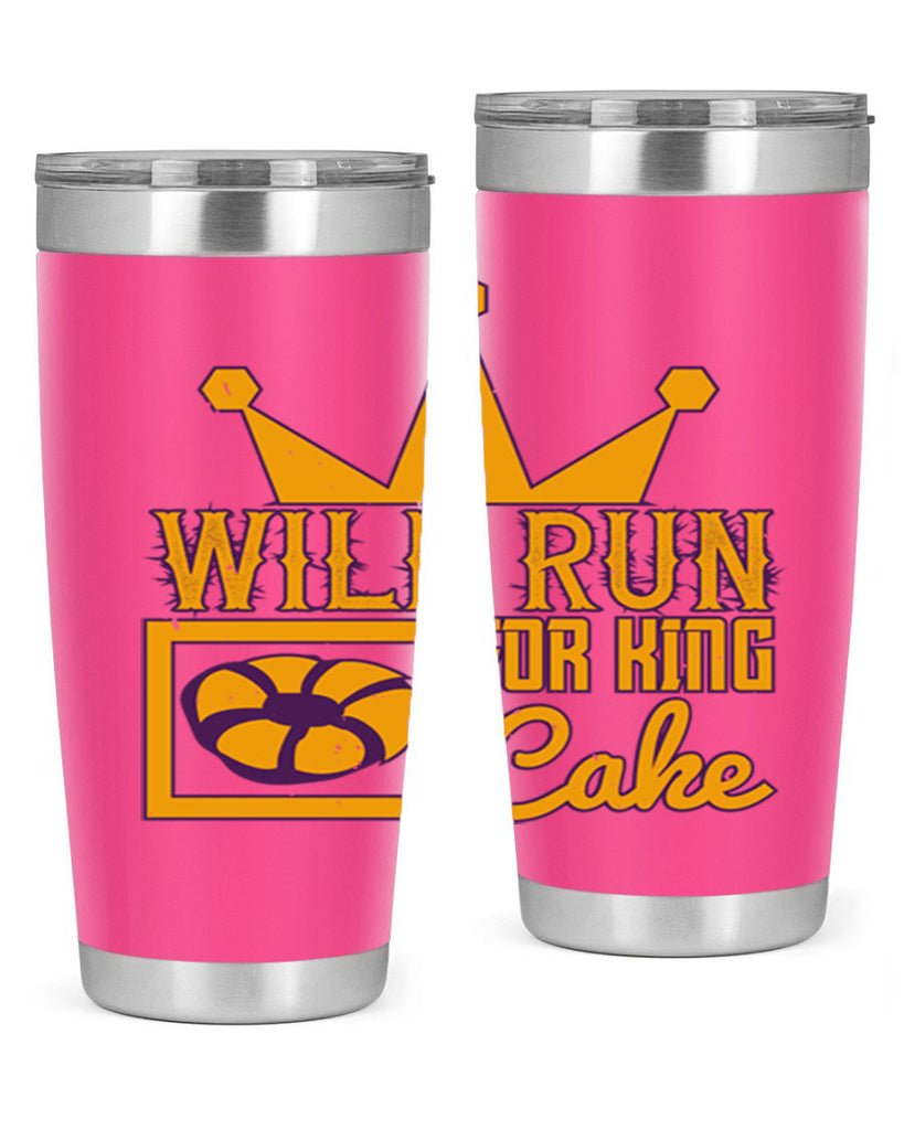 will run for king cake 28#- mardi gras- Tumbler
