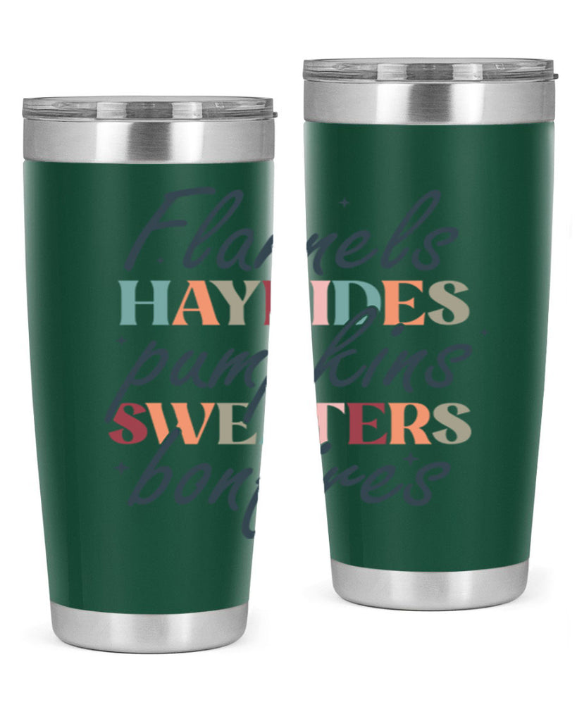 Flannels Hayrides Pumpkins Sweaters Bonfires 184#- fall- Tumbler