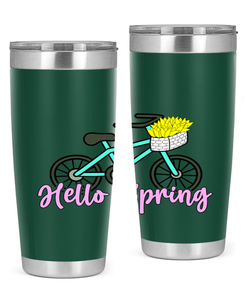Hello Spring Bicycle with flowers189#- spring- Tumbler