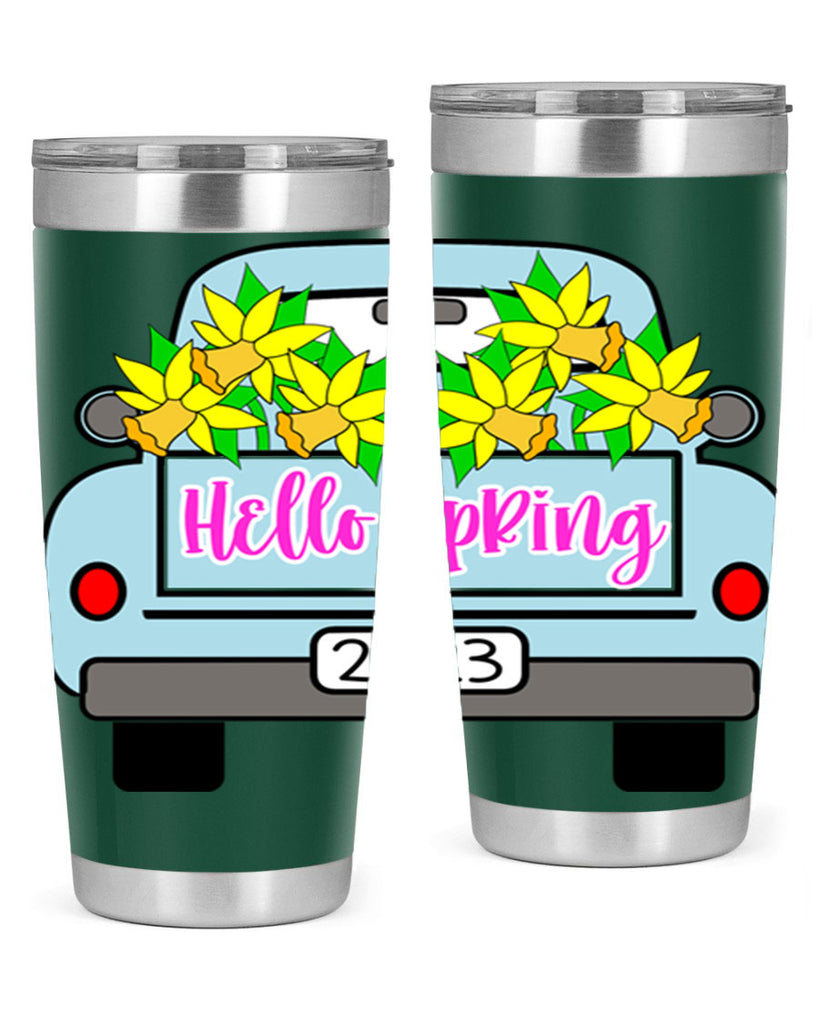 Hello Spring Farm truck with daffodils196#- spring- Tumbler