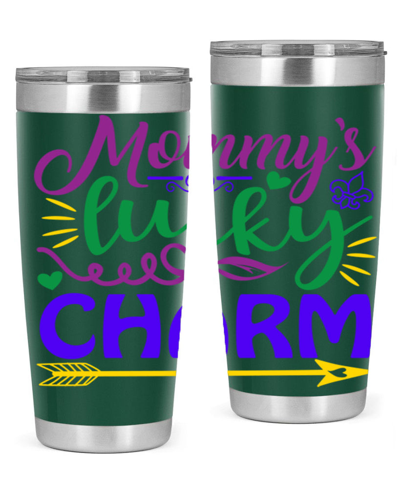 mommys lucky charm 6#- mardi gras- Tumbler