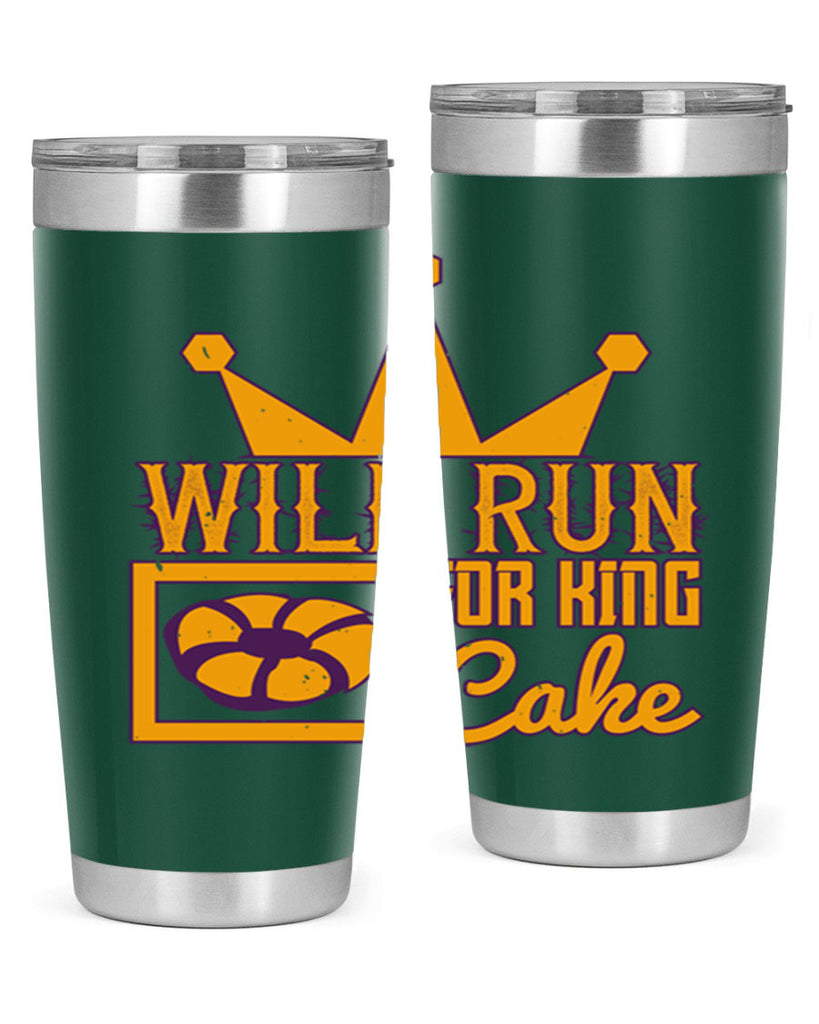 will run for king cake 28#- mardi gras- Tumbler