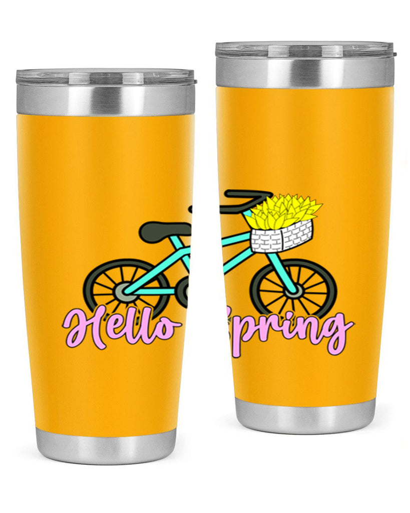 Hello Spring Bicycle with flowers189#- spring- Tumbler