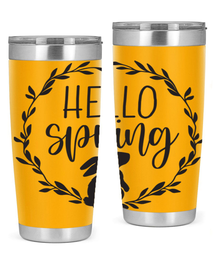 Hello Spring Bunny Wreath192#- spring- Tumbler