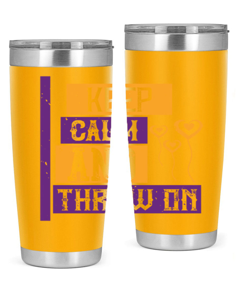 keep calm and throw on 55#- mardi gras- Tumbler