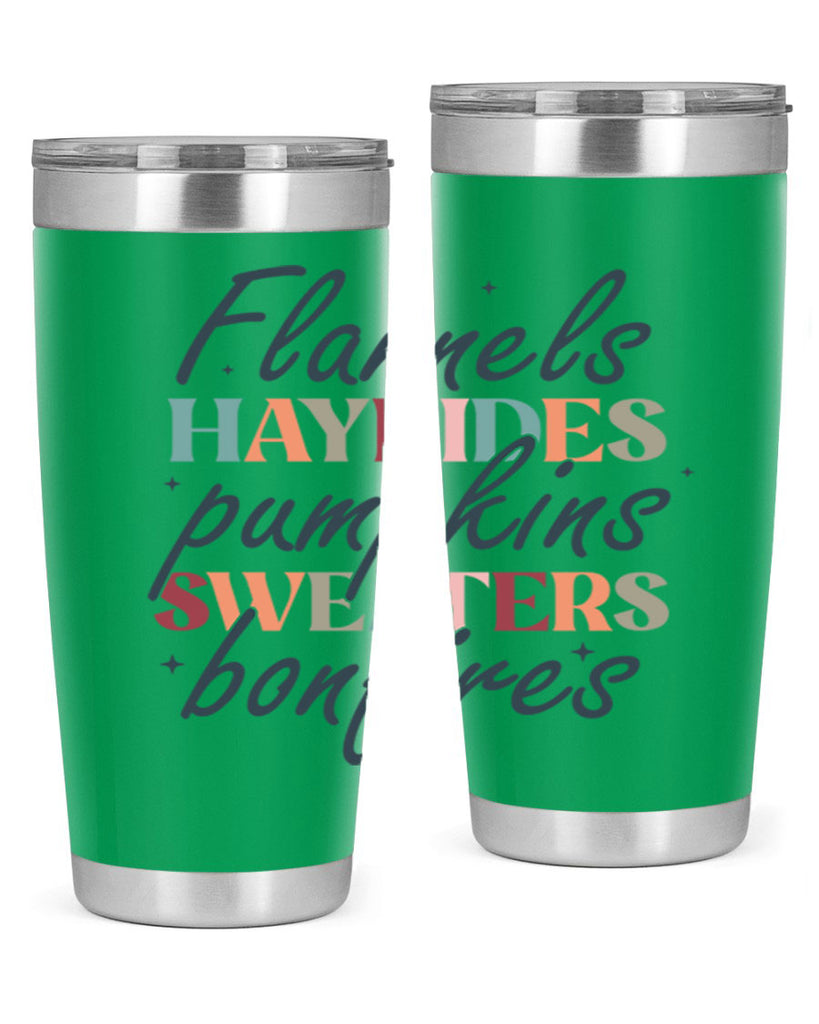 Flannels Hayrides Pumpkins Sweaters Bonfires 184#- fall- Tumbler