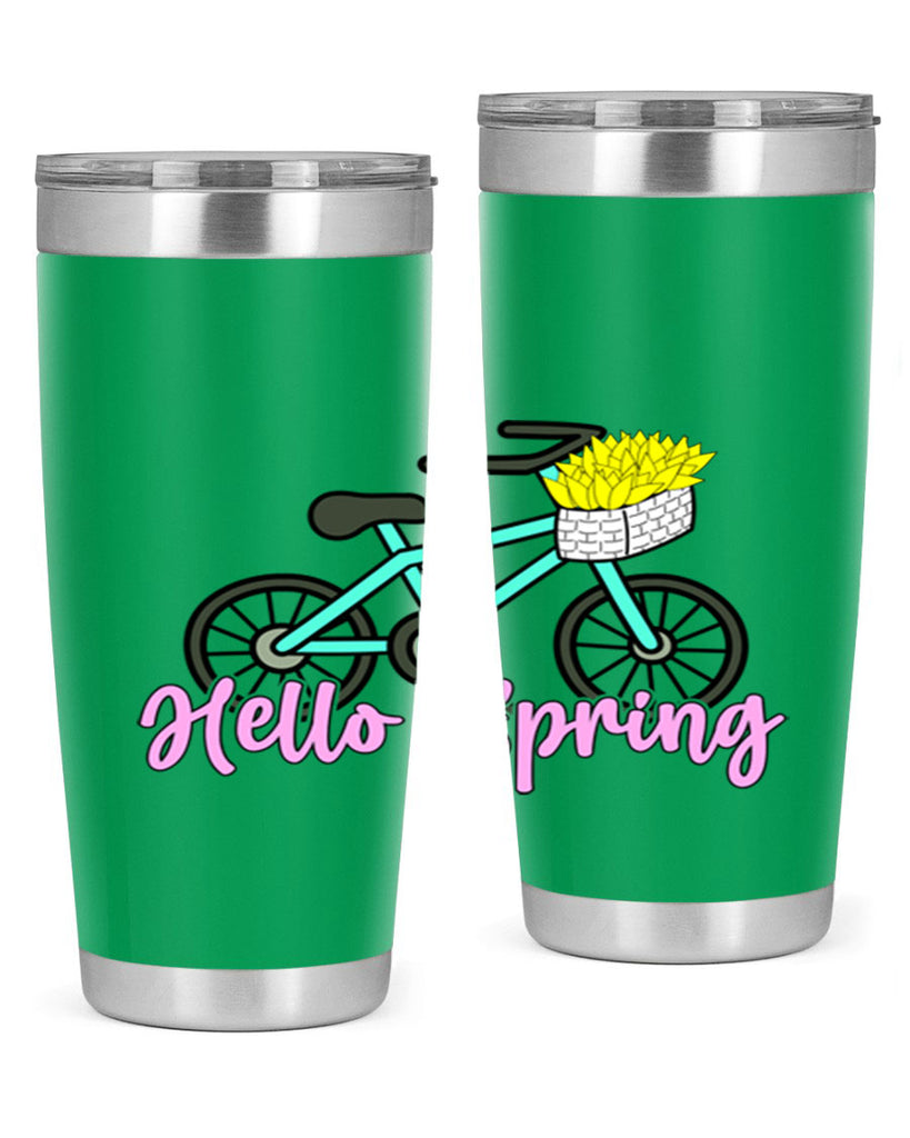 Hello Spring Bicycle with flowers189#- spring- Tumbler