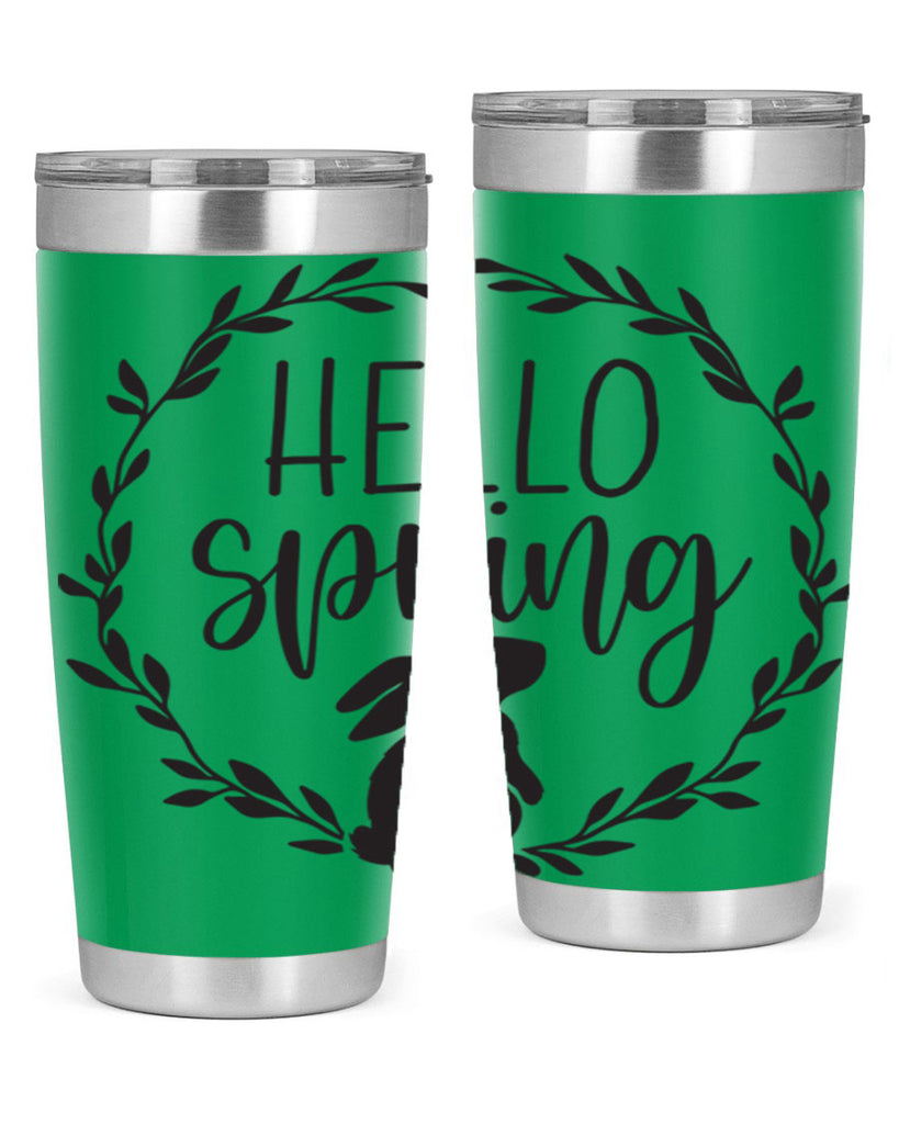 Hello Spring Bunny Wreath192#- spring- Tumbler