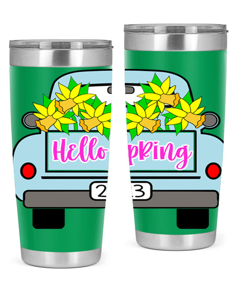 Hello Spring Farm truck with daffodils196#- spring- Tumbler