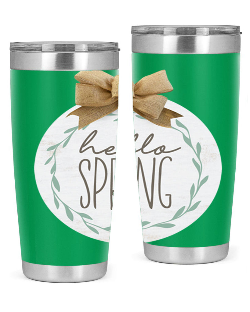 Hello Spring Wreath leaves Mockup209#- spring- Tumbler