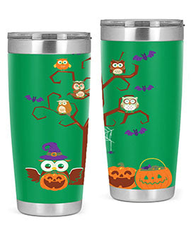 Owl With Pumpkin Halloween Tree A TurtleRabbit 16#- owl- Tumblers