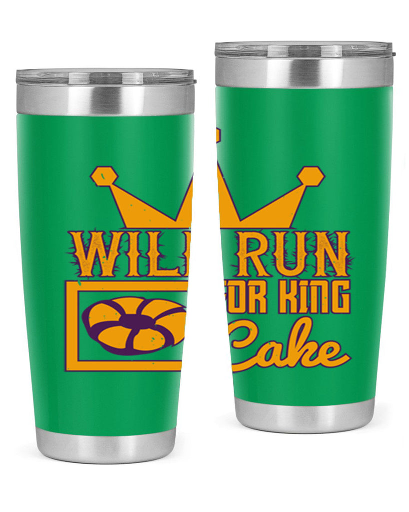 will run for king cake 28#- mardi gras- Tumbler