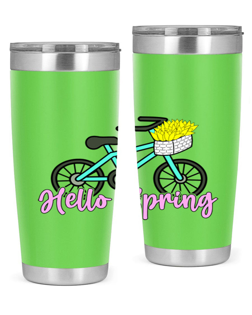Hello Spring Bicycle with flowers189#- spring- Tumbler