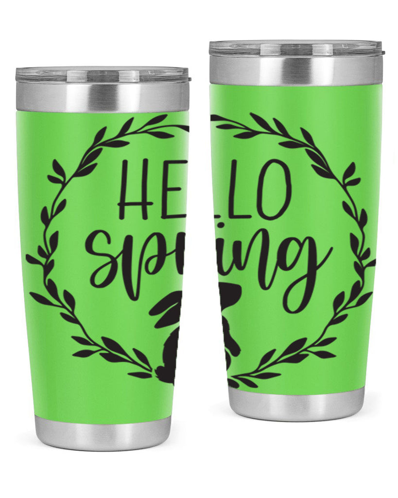 Hello Spring Bunny Wreath192#- spring- Tumbler