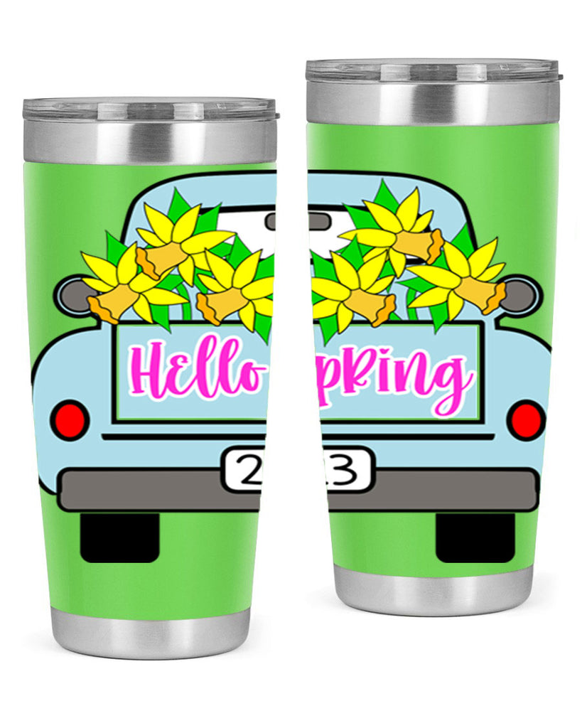 Hello Spring Farm truck with daffodils196#- spring- Tumbler