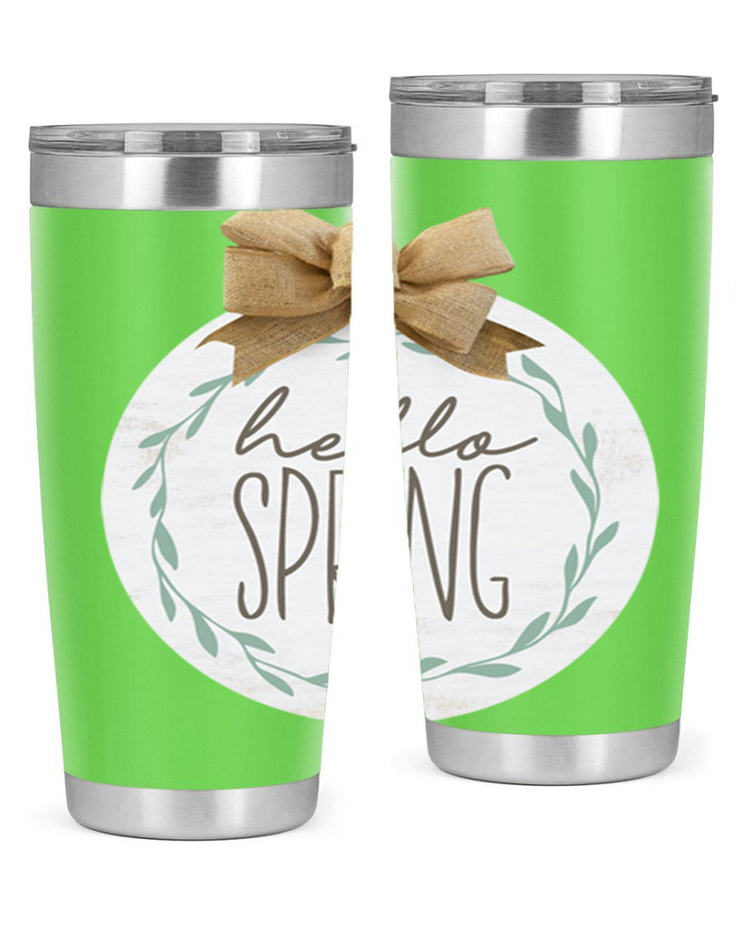 Hello Spring Wreath leaves Mockup209#- spring- Tumbler